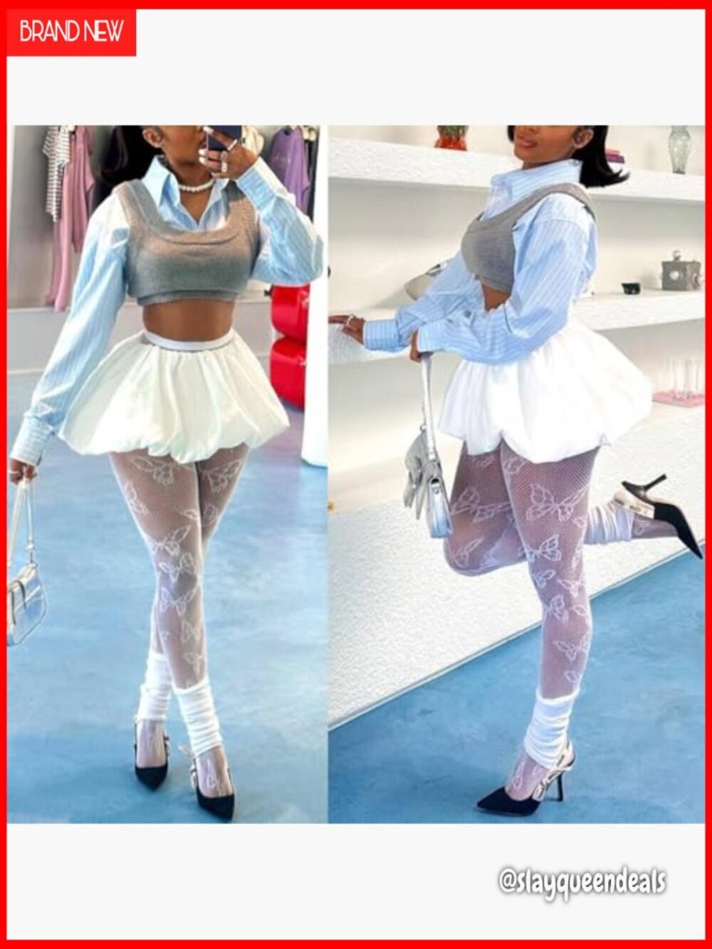 High Waist Pleated Bubble Mini Skirt Y2K Puffy A-Line Skort - Picture 5 of 6